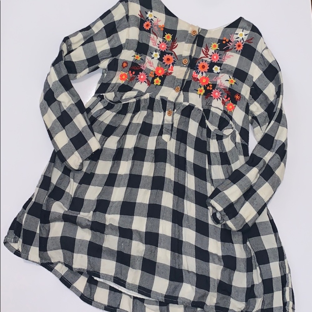 Zara baby plaid long sleeve embroidered dress